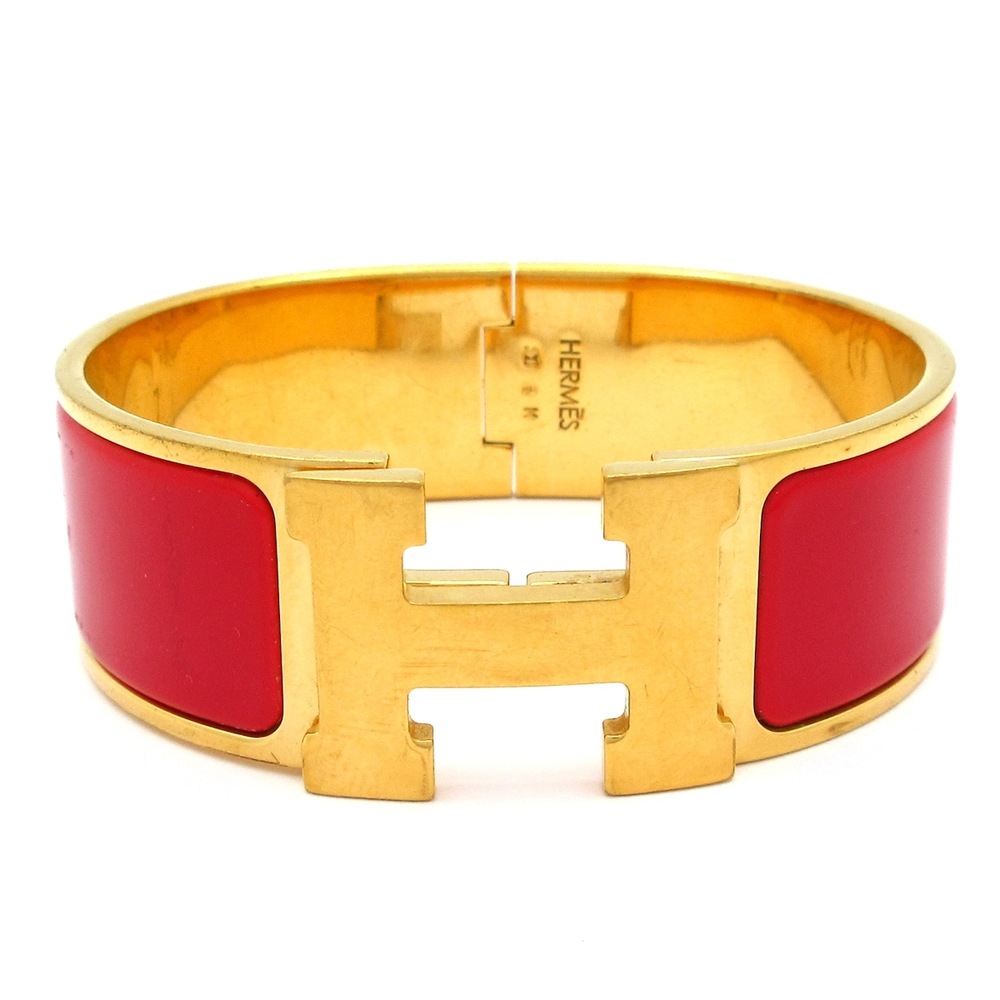 Hermès Clic Clac H Bangle Gold Red Hardware Patent Leather